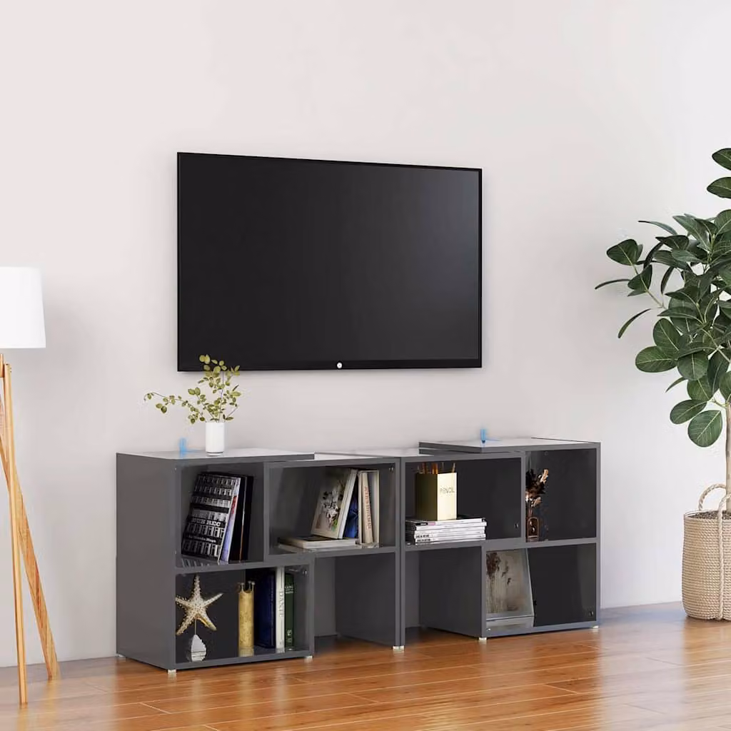 Mobile Porta TV vidaXL Grigio Lucido in Legno e MDF L: 104 cm, P: 30 cm, H: 52 cm
