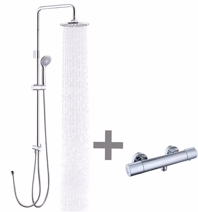 Sistema doccia a parete | Set doccia moderno con termostato, soffione a pioggia e getto bidet