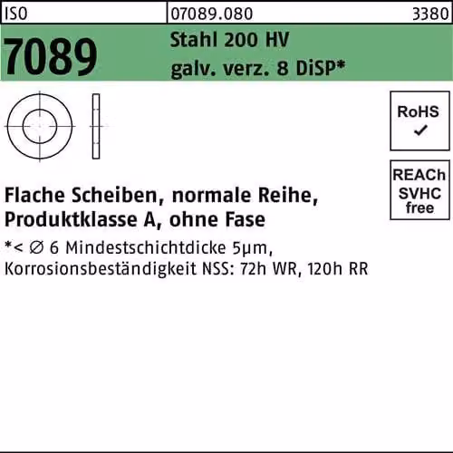 Dischi Reyher ISO7089 30 (31x56x4) HV, Zn8 070890800300000 (100 pezzi)