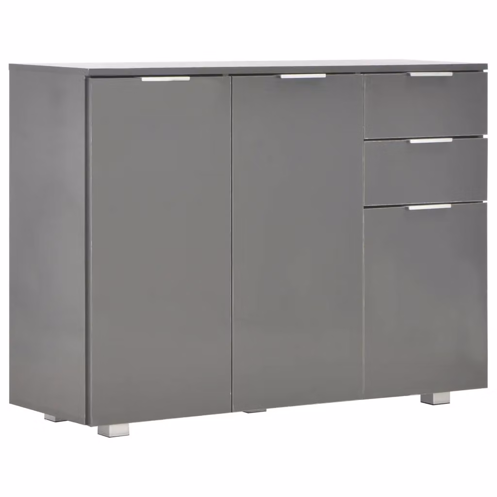 Credenza moderna vidaXL in legno grigio lucido L: 107 cm, P: 35 cm, H: 80,5 cm – 2