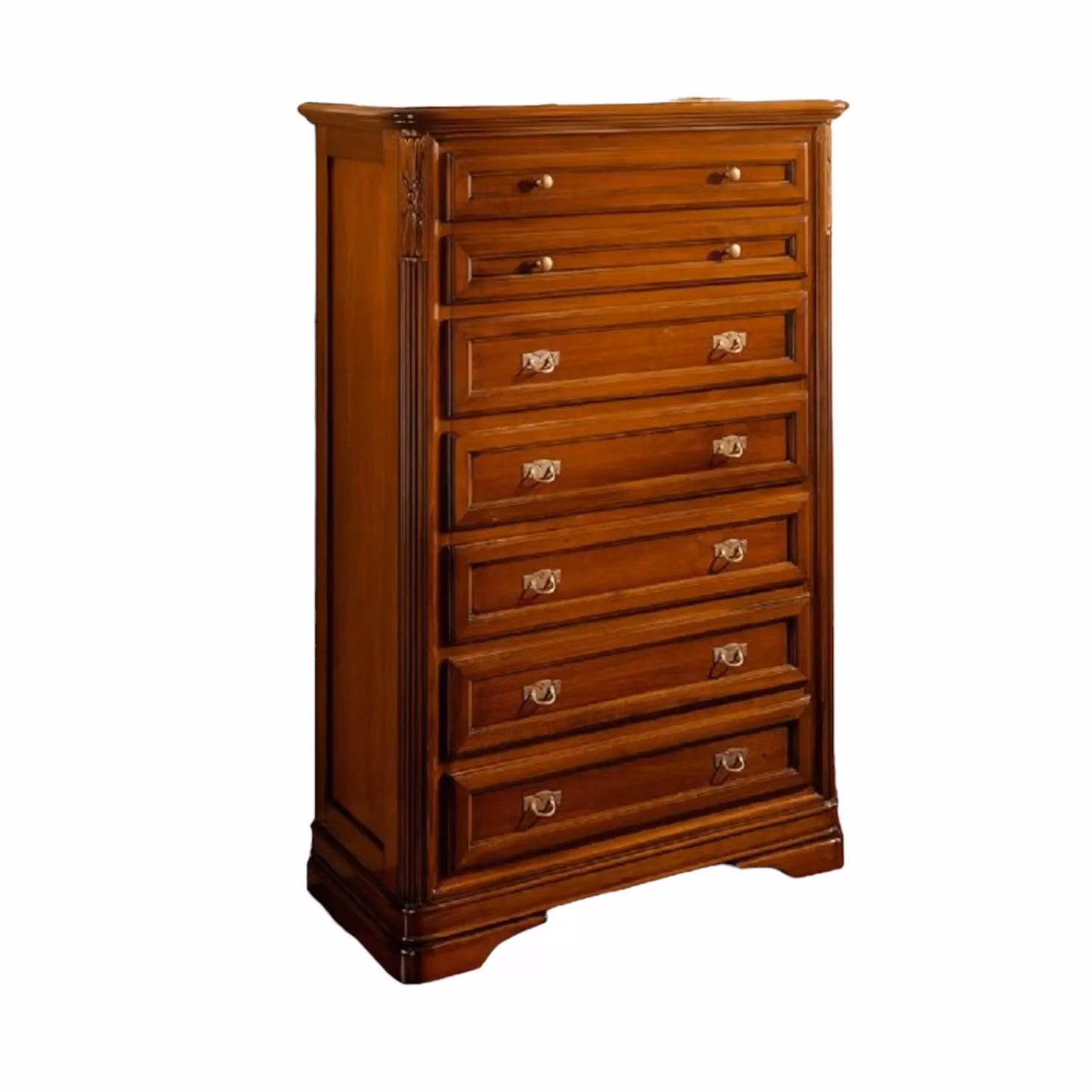 Settimanale classico Mobili 2G con 7 cassetti in legno massello color noce L: 85 cm, P: 42 cm, H: 128 cm – 1