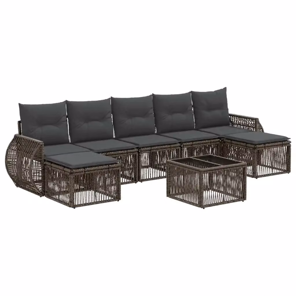 Set Divano da Giardino 8 Pezzi vidaXL in Polyrattan Grigio e Antracite con Cuscini e Tavolino – 2