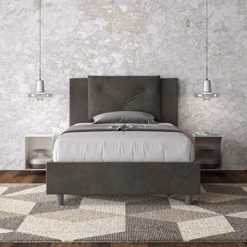 Letto imbottito con contenitore Appia Ityhome in microfibra grigio L/P/H: 120 x 200 x 110 cm – 2