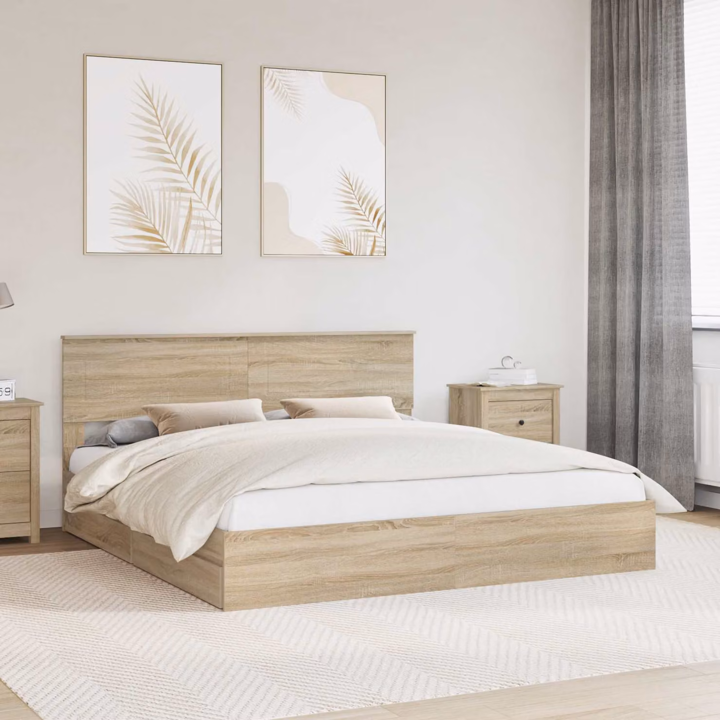 Letto con contenitore e cassetti vidaXL in legno Rovere Sonoma L/P: 180 x 200 cm