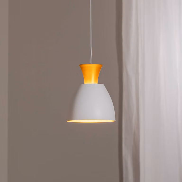 BEGA Lampada a sospensione LED Studio Line 51277, bianco/ottone, Ø 20 cm 51229/51277, dimmerabile, Bianco / Opale, Soggiorno / Sala da pranzo, Alluminio