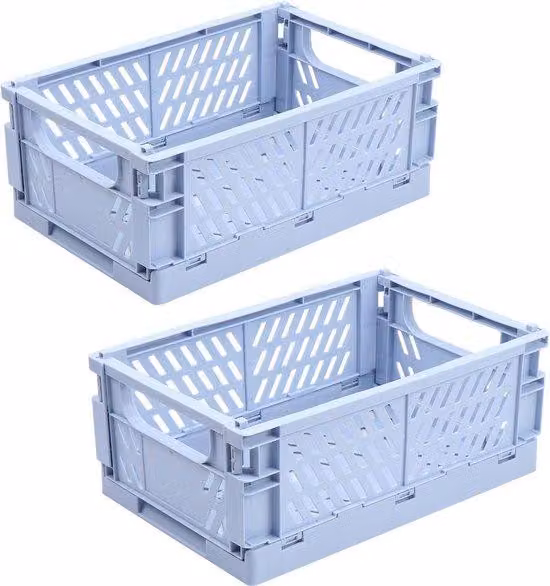 Casse pieghevoli in plastica, 2 pezzi, blu, 25x16,5x10 cm, per la cucina