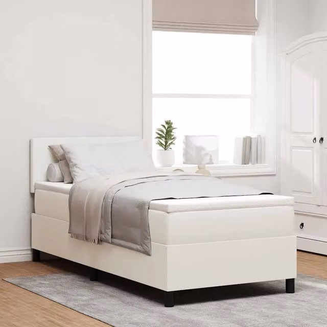 Letto a molle Crema e Bianco 203 x 80 x 88 cm 3337489