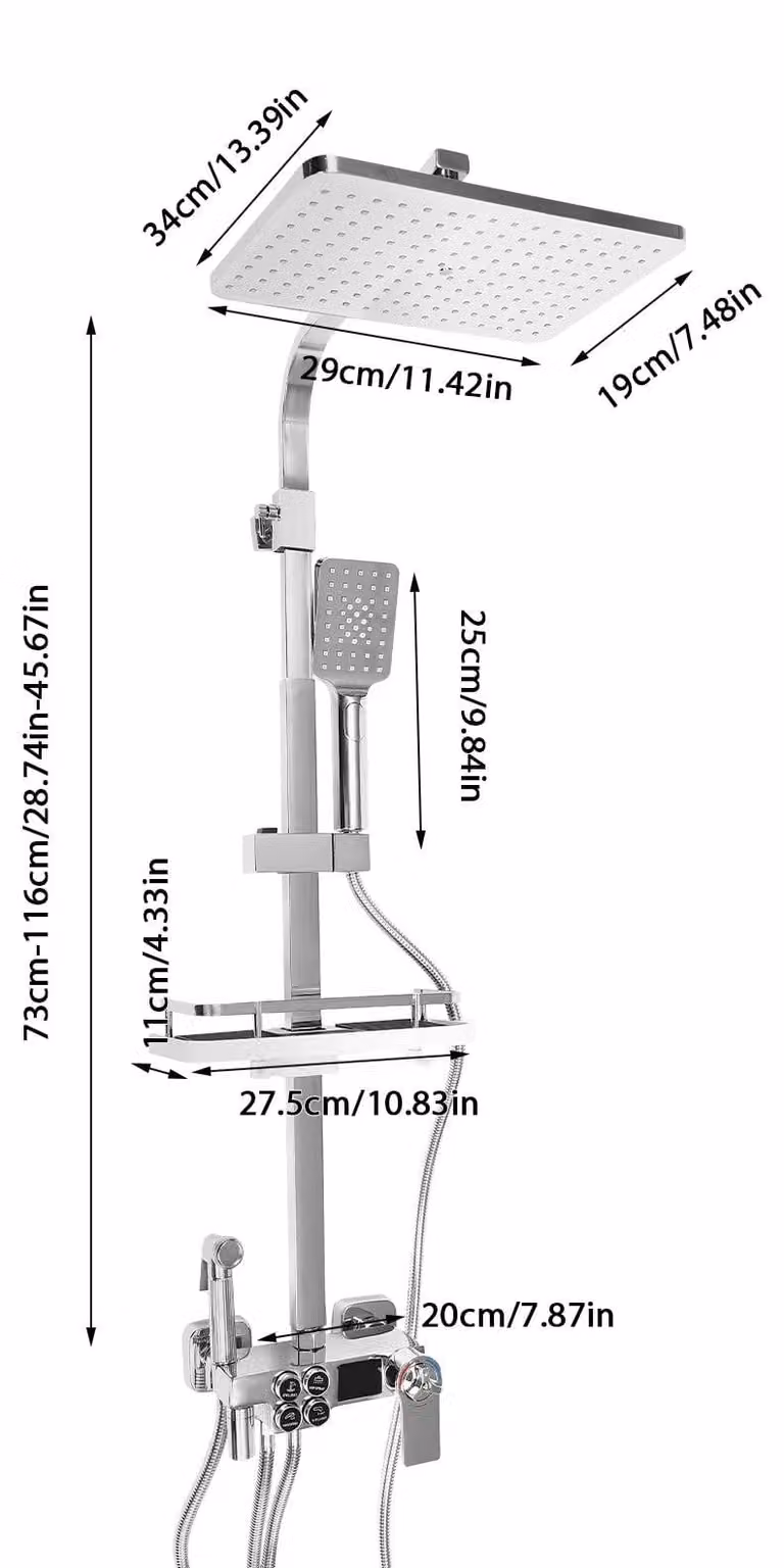 Doccia - Doccia a soffitto - Parete doccia - Colonna doccia - Pannelli doccia - Sistema doccia LCD con termostato