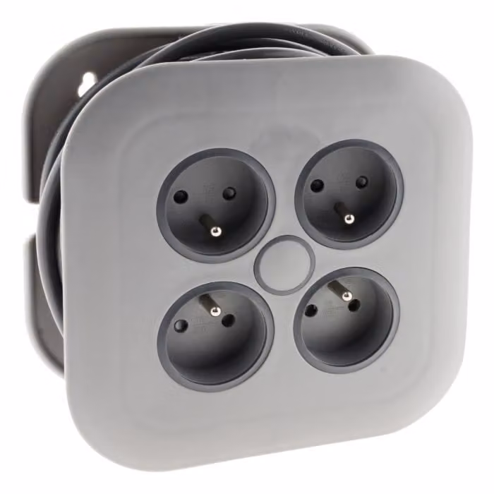 ZENITECH bobina domestica 4 prese 2P + E 16A + interruttore automatico - grigio