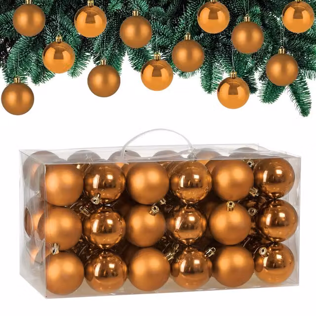 Set di 54 palline di Natale Casaria color bronzo e marrone in plastica per decorazioni moderne