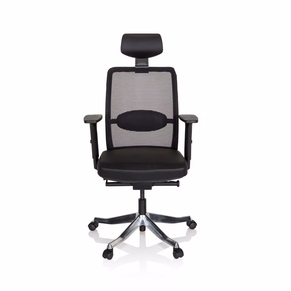 Sedia da ufficio, girevole, SENATOR PRO / pelle / nero