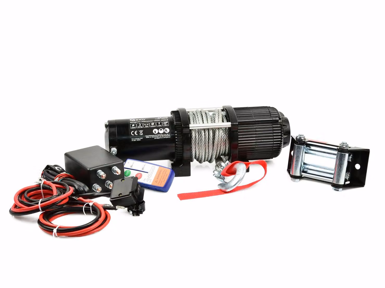 Argano elettrico a fune 12V con telecomando 4500lb, 2041kg