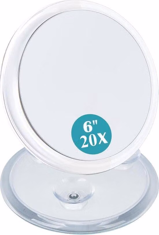Specchio da trucco compatto con ingrandimento 20x e ventose