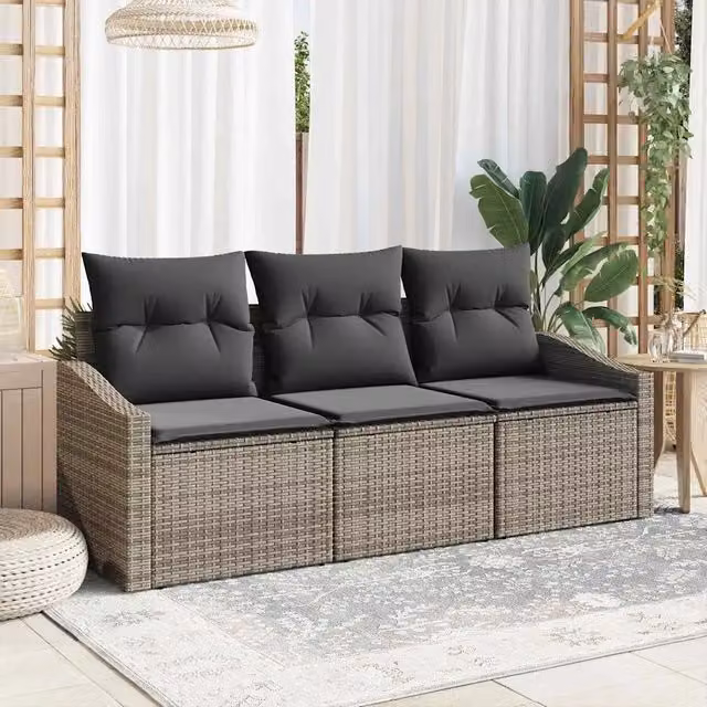Set di divani 3 pz Grigio polyrattan 3346579