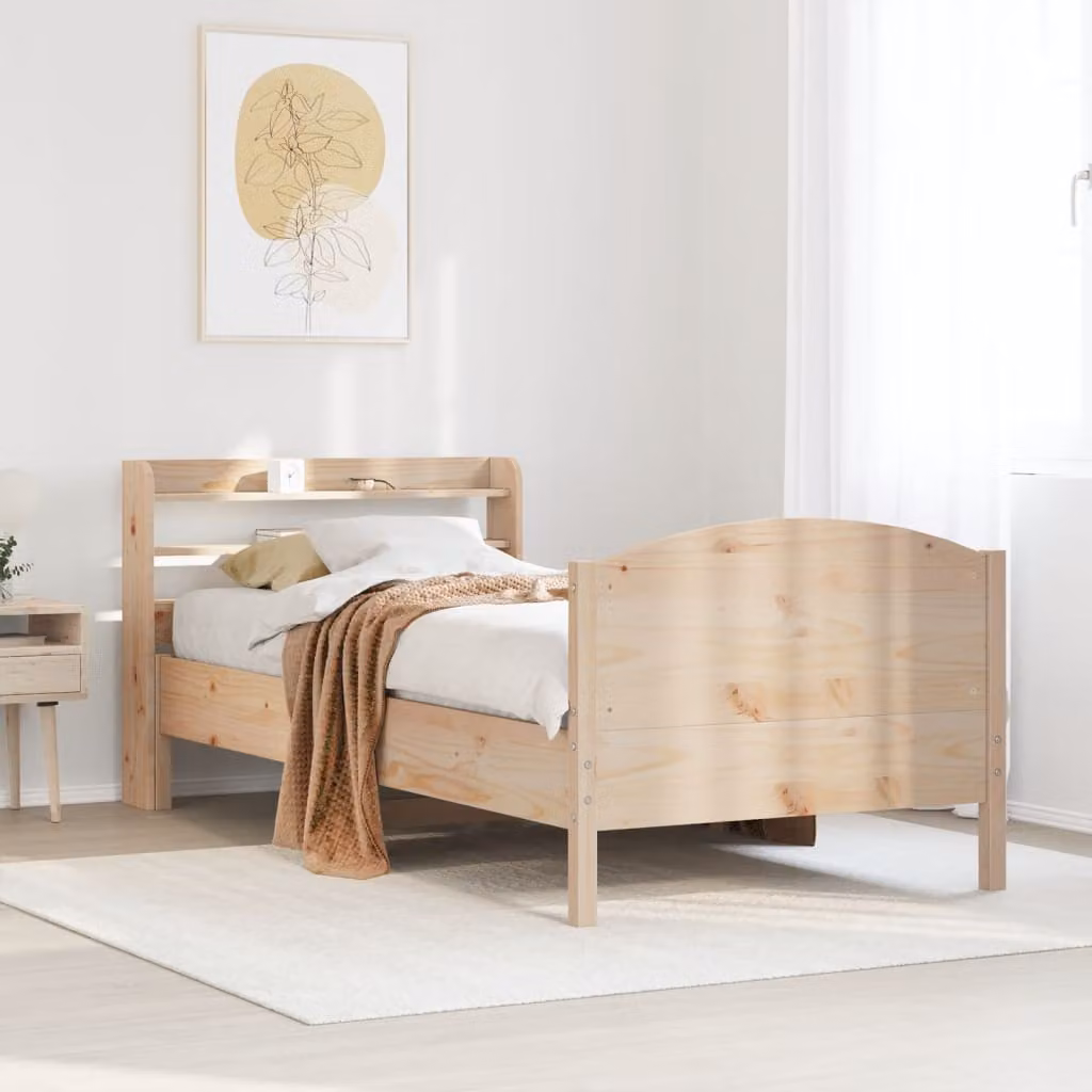 vidaXL Giroletto in Legno Massello di Pino Marrone con Ripiani Laterali L/P/H: 200 x 100 x 82 cm