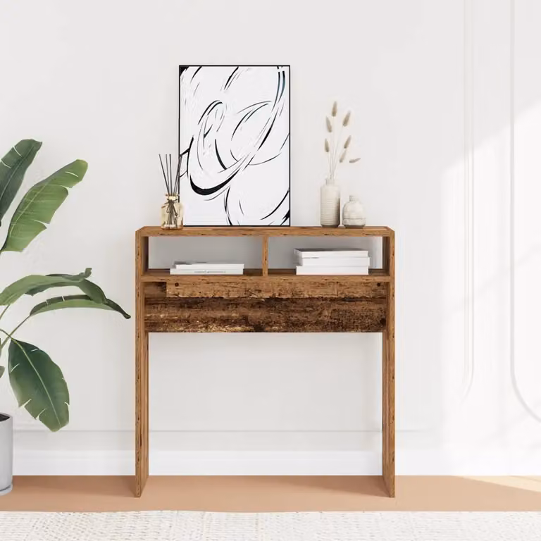 vidaXL Tavolino Consolle in Legno Antico Marrone L: 78 cm, P: 30 cm, H: 80 cm