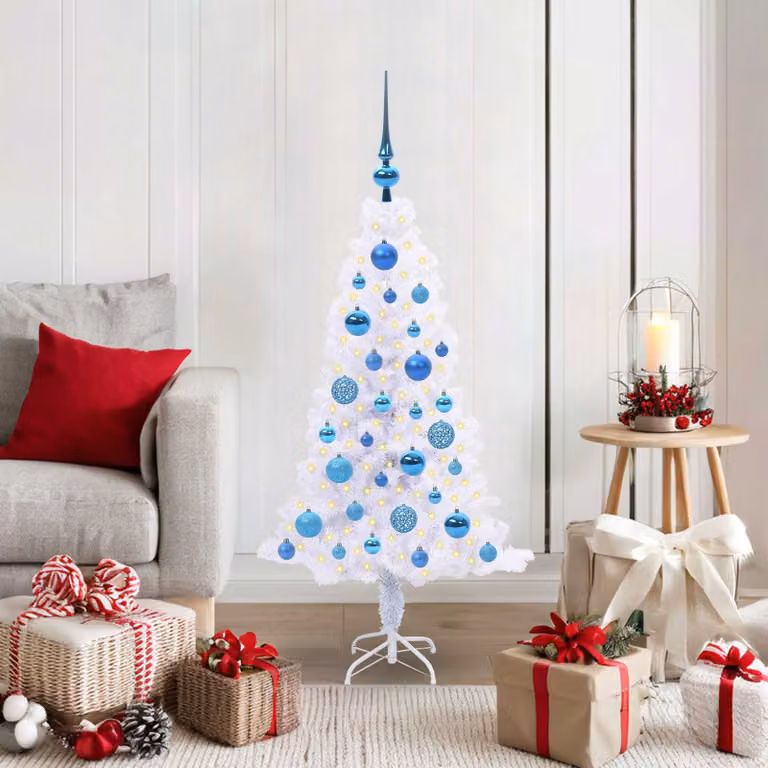 Albero di Natale artificiale da tavolo vidaXL con luci LED RGB, Bianco e Blu, Altezza: 120 cm