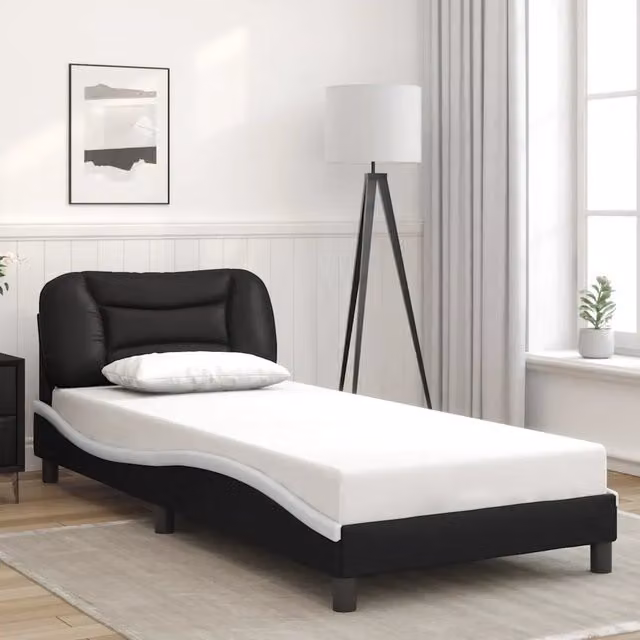 Giroletto senza materasso Hvar vidaXL in similpelle nero e bianco L 80 x P 200 cm