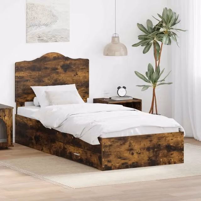 Struttura del letto con cassetto Rovere fumé 90 x 190 cm 3413661