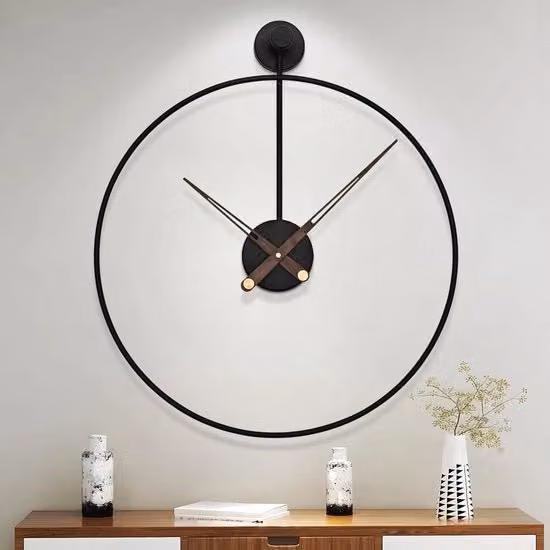 Orologio moderno per soggiorno - silenzioso - 1 pezzo - nero - metallo - 50 cm