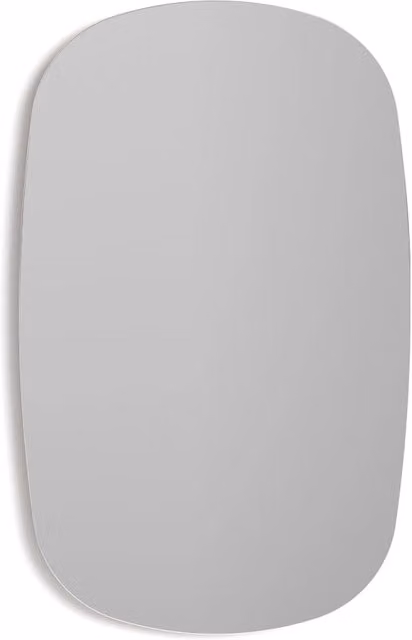 Specchio ovale Herdasa bianco con cornice in legno e vetro, da appendere al muro, L: 65 cm, P: 40 cm, H: 2 cm