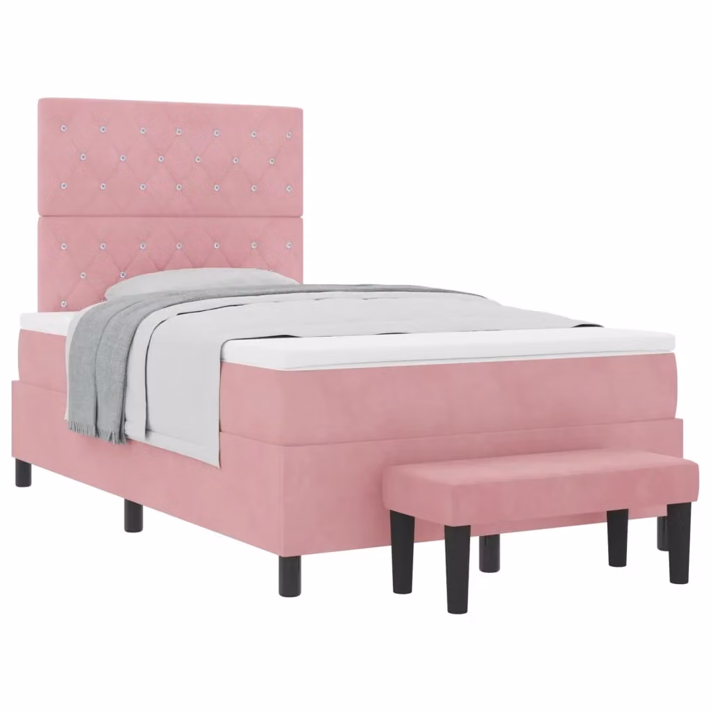 Letto moderno con cassetti e testiera in velluto rosa vidaXL L/P/H: 203 x 120 x 128 cm – 2