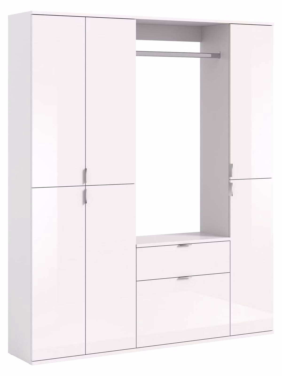 Set di mobili componibili, 4 pezzi, 152x34x193 cm, bianco lucido, armadio