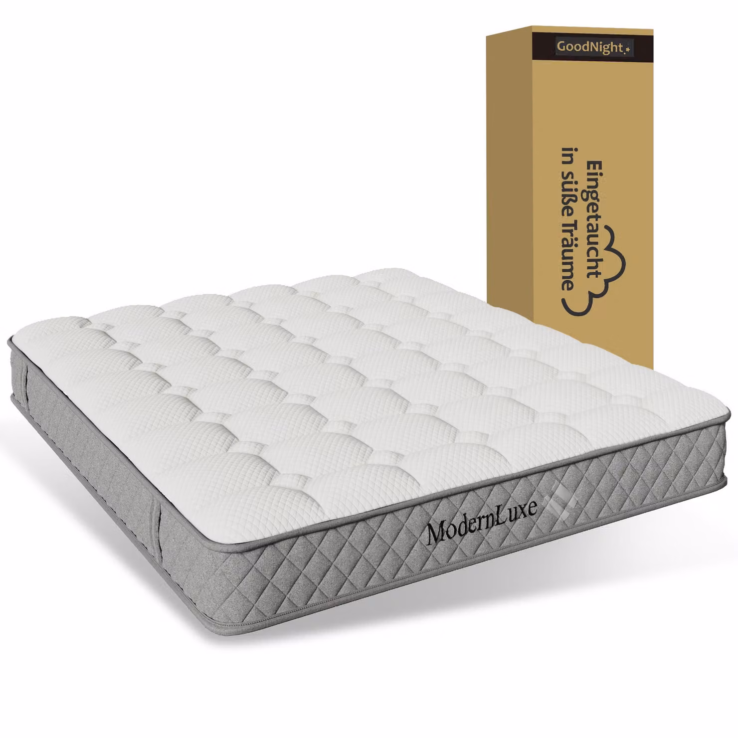 Materasso in schiuma a freddo, 160x200 cm, con sistema a molle insacchettate a 7 zone, livello di supporto H3, altezza 20 cm, Oeko-Tex, confezionato sottovuoto