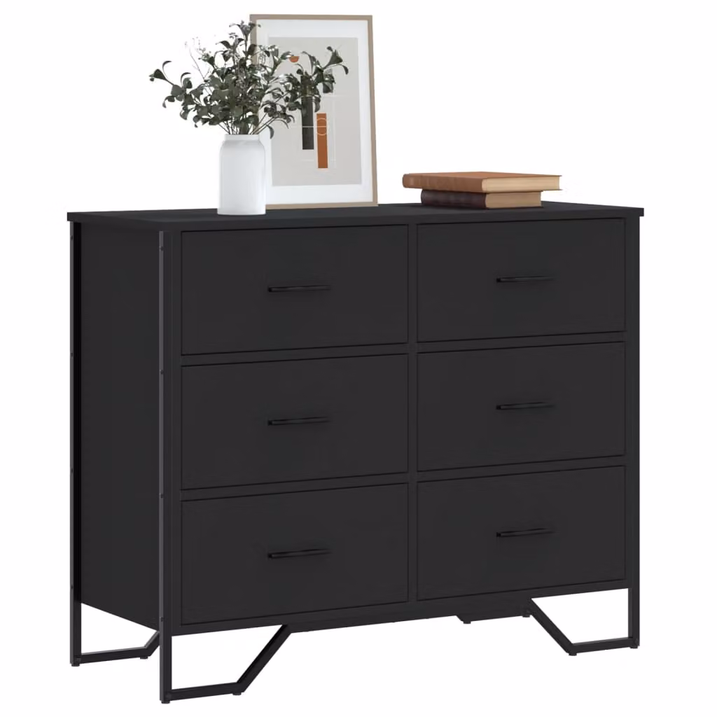 vidaXL Cassettiera Moderna Nera in MDF per Camera da Letto o Soggiorno L: 91 cm, P: 35,5 cm, H: 74,5 cm – 1