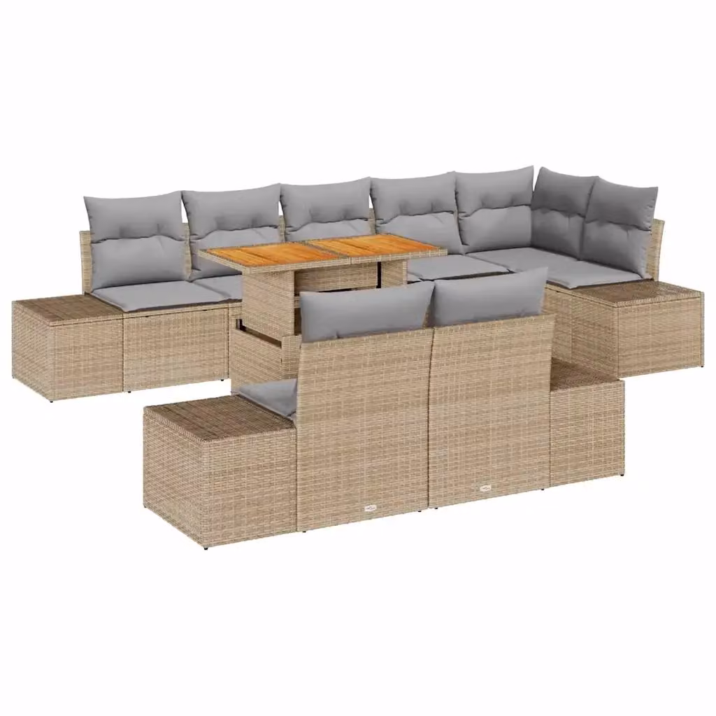 Set da giardino moderno vidaXL in rattan beige composto da 9 pezzi – 2