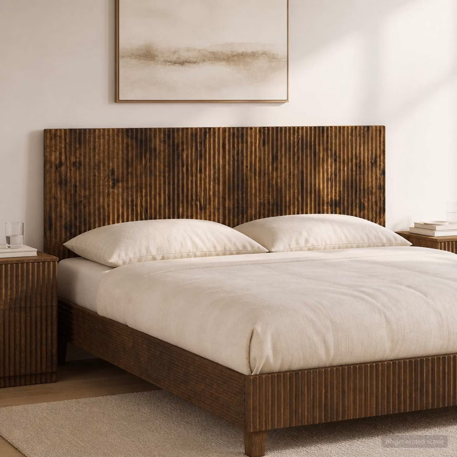 Testiera da muro vidaXL ARNHEM in legno ingegnerizzato Rovere Fumo con ripiano integrato, L: 120 cm, H: 50 cm, P: 10,2 cm