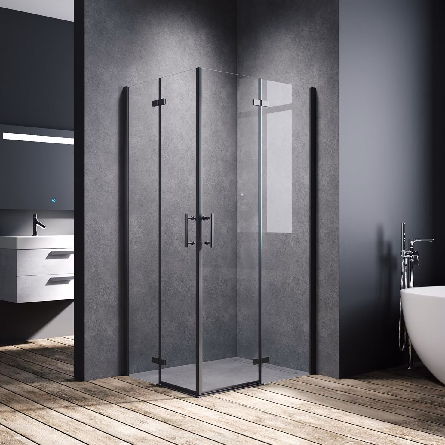 SONNI Cabina doccia nera 100x120x195cm porta a battente porta a soffietto angolare doccia 6mm NANO vetro trasparente porta a battente porta a soffietto angolare ingresso bagno