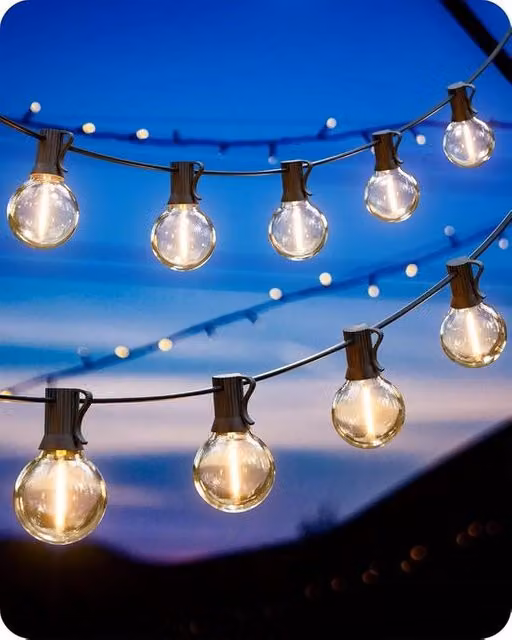 Kit di luci esterne a LED 457 m - catenaria con lampade G40 75 + 3 lampade infrangibili - impermeabile IP44 - terrazza balcone festa Natale - caldo bianco