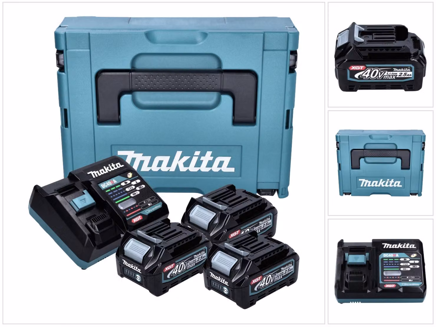 Kit di alimentazione Makita 3x BL 4025 batteria 40 V max. 2,5 Ah XGT + caricatore DC 40 RA + Makpac