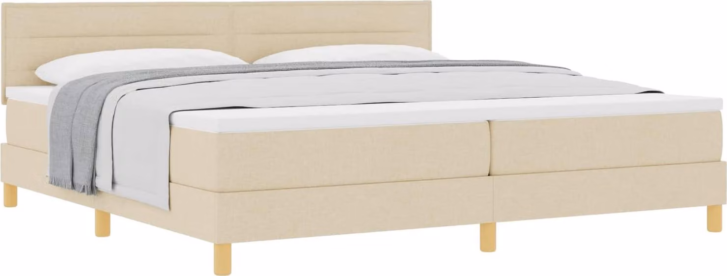 Letto a molle con cuscino Crema 200 x 200 cm Tessuto