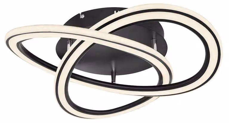 Plafoniera a LED, nera opaca, dimmerabile, 52 cm