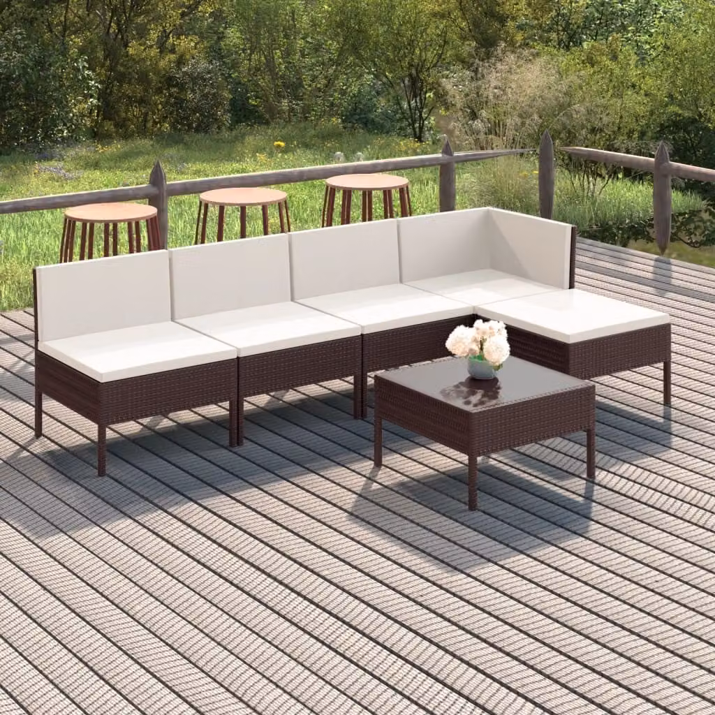 Maison Exclusive - Set da giardino 6 pezzi con cuscini in polyrattan marrone