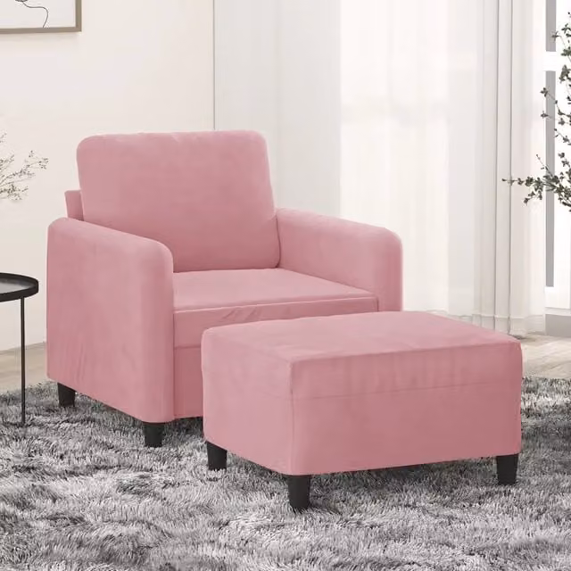 Poltrona relax con poggiapiedi vidaXL in velluto rosa per soggiorno