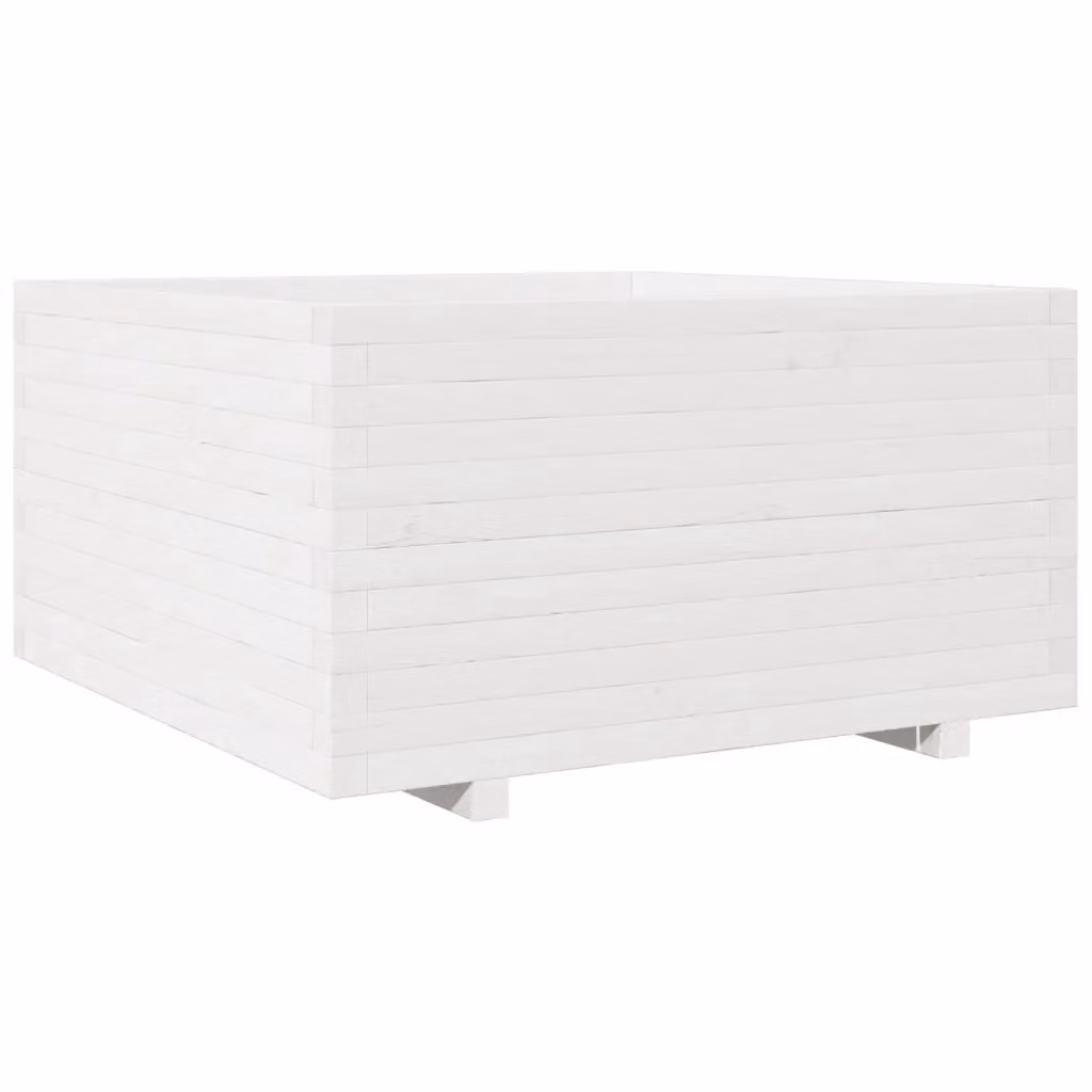 Fioriera da giardino bianca vidaXL in legno per giardino ornamentale o orto L/P/H: 90 x 90 x 49,5 cm – 2