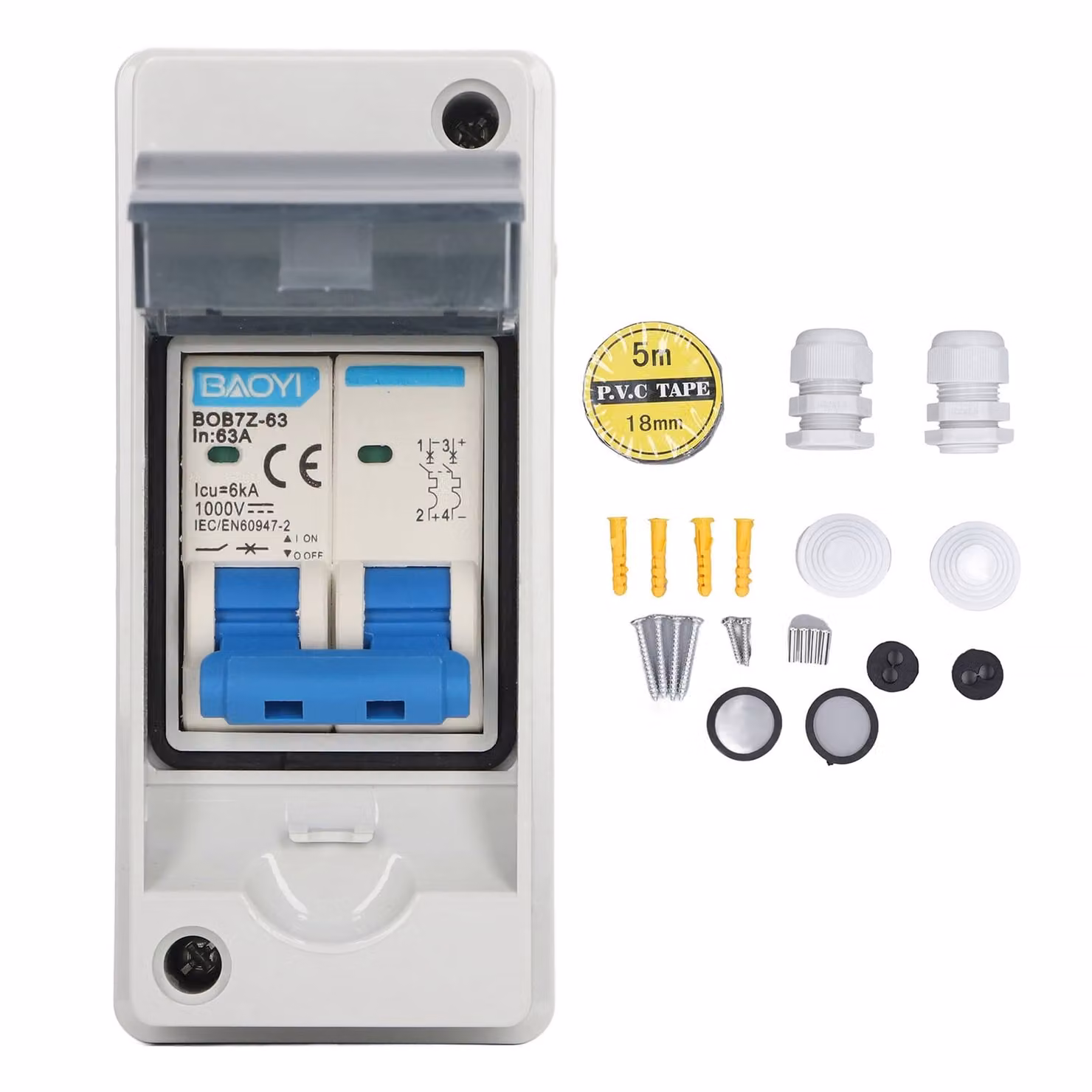 Interruttore solare fotovoltaico Protezione da sovratensione IP65 Impermeabile Interruttore miniaturizzato 63A 1000V