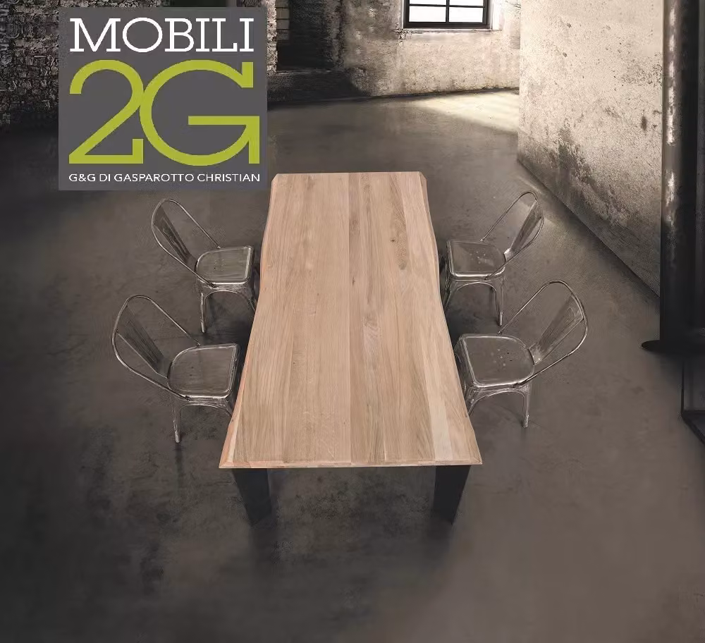 Tavolo da pranzo rettangolare in legno massello con nodo aperto Mobili 2G L: 160 cm, P: 90 cm, H: 78 cm – 2