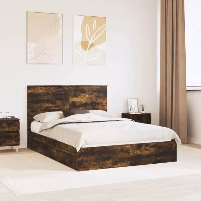 Letto con Contenitore con cassetto Rovere fumé 160 x 200 cm 3409535