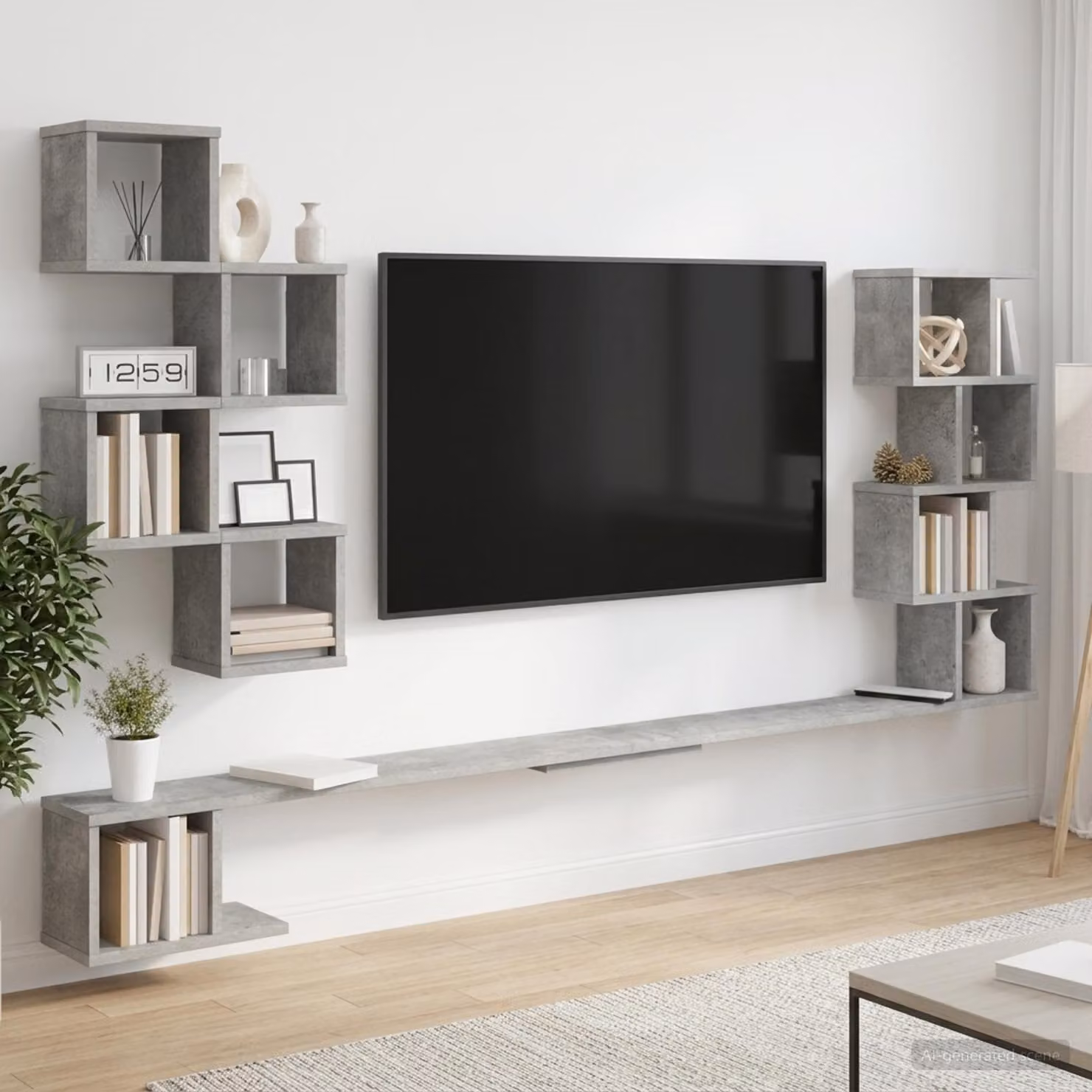 vidaXL Mensola per TV da muro moderna in MDF Grigio, L 160 x P 15 x H 94 cm