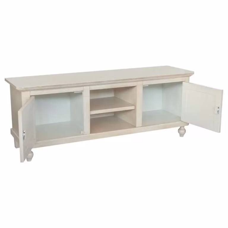 Porta TV in legno stile shabby chic bianco invecchiato con 2 ante Mobili 2G L: 150 cm, P: 43 cm, H: 56 cm