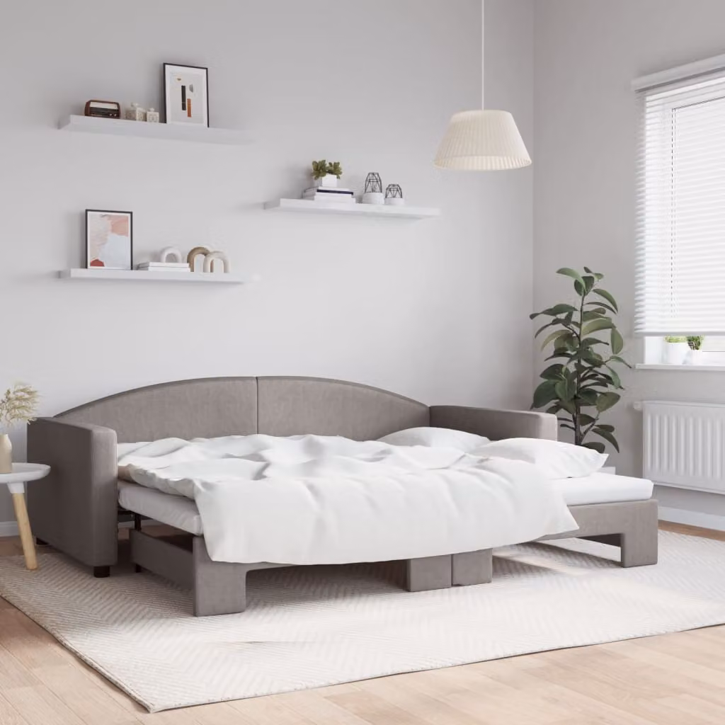 vidaXL Divano Letto con Letto Estraibile in Tessuto Tortora 90x200 cm