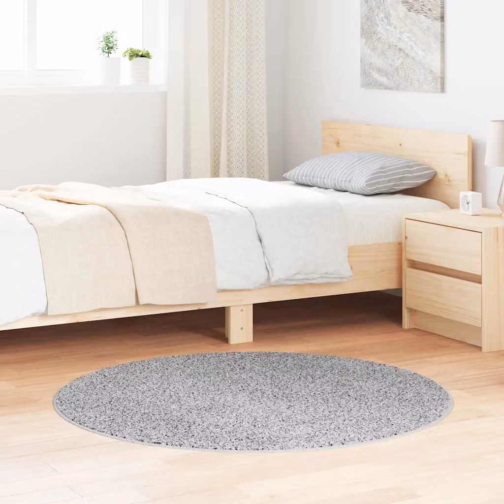 Tappeto Shaggy vidaXL Grigio Antiscivolo e Lavabile in Polipropilene L/P: 120 x 120 cm