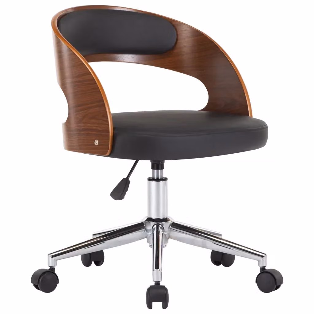 Sedia da Pranzo Girevole Moderna vidaXL in Similpelle Nera con Struttura in Legno e Metallo – 2