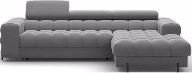 Divano angolare destro convertibile Meublorama Grigio con funzione letto e contenitore L/P/H: 285 x 99 x 181 cm