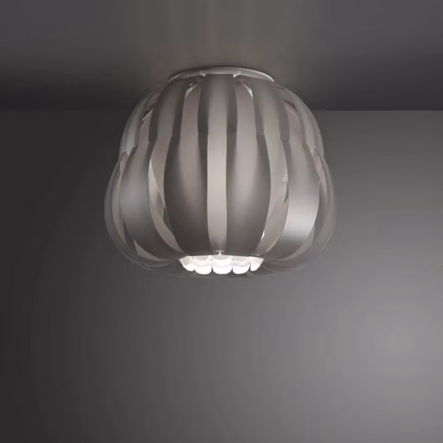 Plafoniera moderna IPERBRIKO color argento con vetro, L: 29 cm, P: 23 cm, H: 23 cm