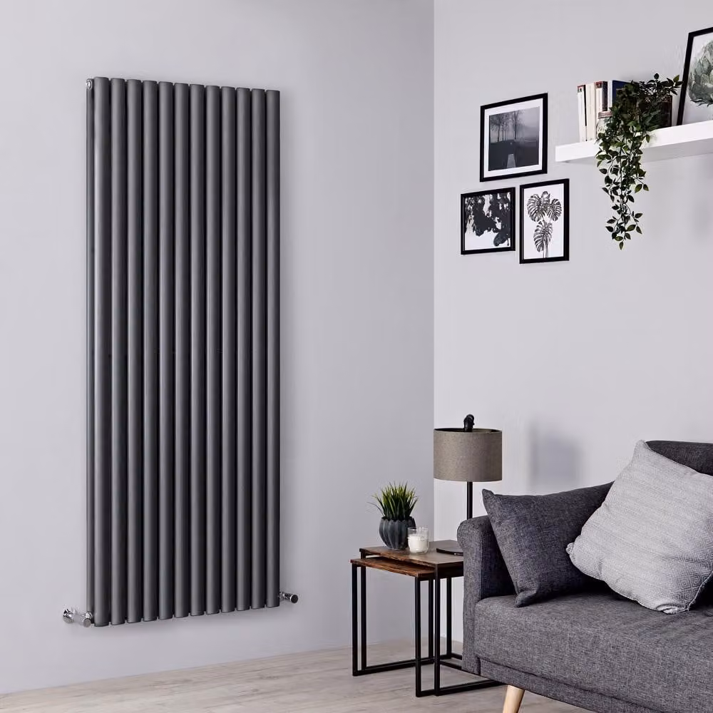 Radiatore Verticale Doppio Pannello Antracite 1780x708mm 2200W Termosifone di Design d'Arredo - Revive